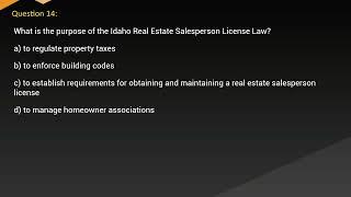 Idaho Real Estate Salesperson Exam Free Practice Questions