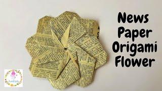 News Paper Origami Flower | Easy Origami for Beginners | #Origami #NewsPaperFlower | Aureliarts