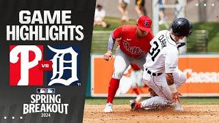 Phillies vs. Tigers Spring Breakout Game Highlights (3/16/24) | MLB Highlights