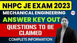 NHPC Answer Key 2023 Out | NHPC JE Mechanical Claimed Questions | Complete Details By Rahul Sir