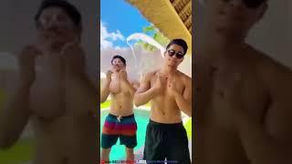 2 Ganteng Sexy Pamer Badan Berotot Sixpack Joget Di Kolam | Hot Muscle Sixpack Handsome Men Flex