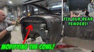 Rebuilding the cowl and fixing our crooked rear fender on the Model A!