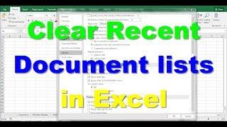 How to clear Recent Document lists in Excel