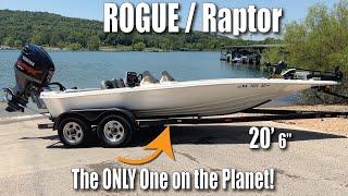 RARE BASS BOAT FOR SALE: 20’ Rogue “Raptor” with 225 Yamaha & Ultrex trolling motor with spot lock.