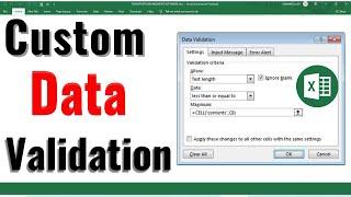 How to use Custom data validation in excel | Excel Custom Data validation by learning center