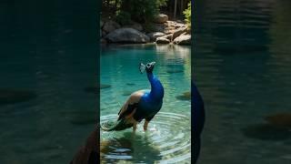 The Majesty Within the Waters: The Grace of a Peacock #viral #shorts #foreveryone #funny