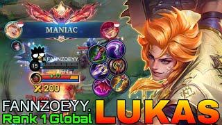 MANIAC Lukas Aggressive HyperCarry - Top 1 Global Lukas by FANNZOEYY. - Mobile Legends