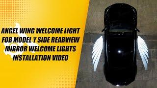 Angel Wing Welcome Light for Model Y Side Rearview Mirror Welcome Lights Installation Video