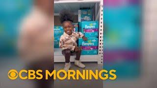 Video shows young girl’s reaction to seeing her photo on box of Pampers: “That’s me!”