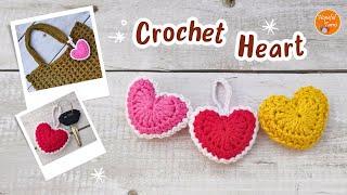 How to Crochet a Heart for BEGINNERS | Amigurumi Padded Heart Keychain | Amigurumi Heart - No Sew