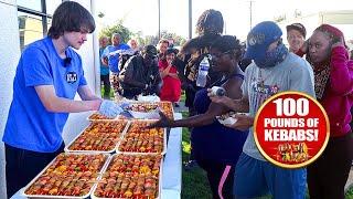 Cooking 100 Pounds Of Kebabs For The Homeless!