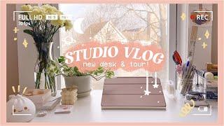 STUDIO VLOG 10  new desk and desk tour! (+ how I make sticker sheets)