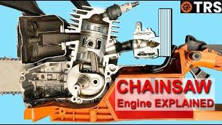 A Unique way Showing How a 2-Stroke Chainsaw Engine Works (Cutaway Chainsaw)