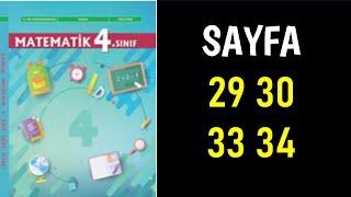 4.Sınıf Matematik Ders Kitabı Sayfa 29 30 33 34 Cevaplar