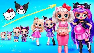 Hello Kitty and Kuromi Growing Up! LOL OMG DIYs