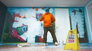 I RePaint the SAME WALL every 100k Subs! (700k House Mural)