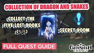 How to: Collection of Dragon and Snakes QUEST GUIDE  - Collect the 5 lost books | Genshin Impact