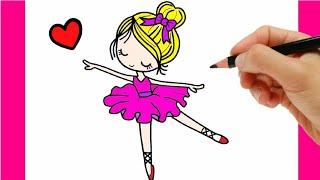 How to draw a Ballerina Dancer | Easy Drawing and Color Step by Step