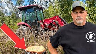 Brush Hogging OVERGROWN field with hidden dangers!