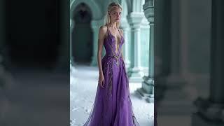 Enchanting Elegance: Stunning Purple Gown on the Runway!   #model #PurpleGown #RunwayMagic