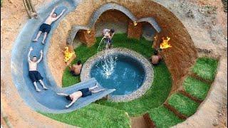 Building The Most Secret Underground House And Water Slide Around Swimming Pool Underground