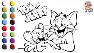 Раскраска для детей TOM AND JERRY /ТОМ И ДЖЕРРИ. Мультик-раскраска. Учим цвета.