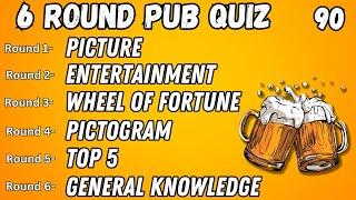 Online Pub Quiz - 6 Rounds: Picture, Entertainment, Wheel of Fortune, Pictogram, Top 5 & GK No.90