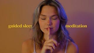 ASMR calming guided sleep meditation (body scan, countdown, ocean waves)