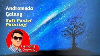 Andromeda Galaxy | Step by Step Andromeda Galaxy Painting / Water Color with Soft Pastel Color