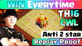 COCBASE TH16 WAR BASE anti 2 star with Replay Proof - #cocbase  #th16warbase