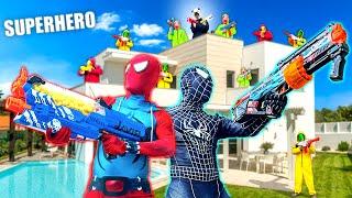 TEAM SPIDER-MAN vs BAD GUY TEAM || GET SPIDER-MAN's HOUSE BACK !!! ( Nerf War Movie ) By Follow Me