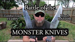 ZOMBIE TOOLS FELON vs MTECH RAPTOR - Battle of the Monster Knives!