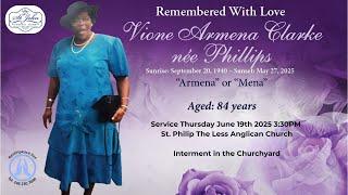 Live Stream of Funeral Service  for  Vione Armena Clarke nee Phillips