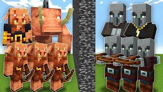 Piglin Army vs Illager Raid (Minecraft Mob Battle)