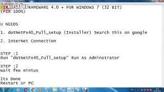 DOT NET FRAMEWORK 4.0 FIX WINDOWS 7 32BIT LATEST 2018 NETSAT HD