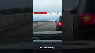 Crazy driver swerves infront of vehicle