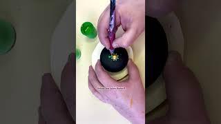 Green gold dot mandala rock painting #art #satisfying #artist #craft  #painting #dotart #mandala