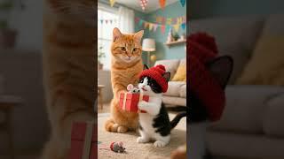 Orange Cat Mom Throws a Birthday Surprise for Her Kitten 