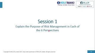 Learning Outcome ,portfolio Persective | M_o_R 4 Practitioner | PeopleCert | 1WorldTraining.com |