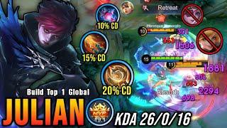 100% Unstoppable!! MVP 19.1 Points Julian Insane 26 Kills!! - Build Top 1 Global Julian ~ MLBB