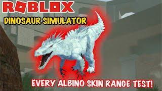 ROBLOX DINOSAUR SIMULATOR | EVERY ALBINO TERROR SKIN RANGE TEST!