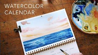 How To Paint a Beach Landscape Using Watercolors | Calendar Painting by Sarah Cray of Let's Make Art