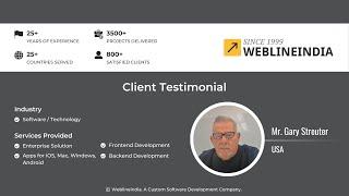 Testimonial - Mr. Gary Streuter from USA | Scaling Enterprise Software