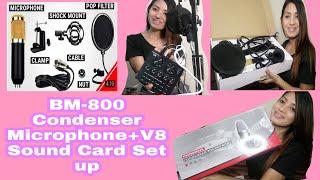 BM-800 Condenser Microphone +V8 Sound Card (Full Review Unboxing +Set up+Audio test)