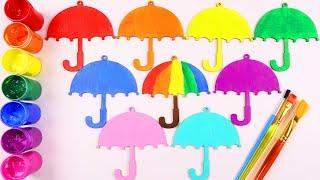 Learn Colors for Toddlers with Painting Rainbow Umbrella! Fun Crafts Activity for Kids,Preschool