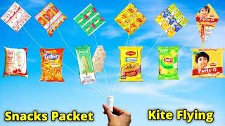 All Snacks packet kite making , how to make kite , milk kurkure ice-cream Maggi Lays Parle-G kite