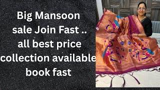 Tranding Saree In Mansoon Offer Price for order whatsapp 7620380970 #live #onlinesale # paithani