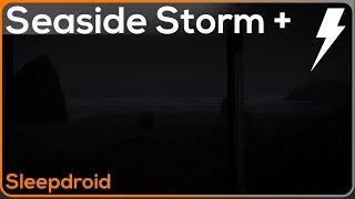 ► Seaside Storm ~Rain Sounds for Sleeping (lluvia) Rain, Waves, Wind, Thunder with a Darker Screen