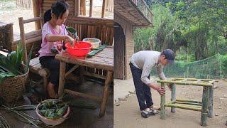 Poor girl, went into the forest to find leaves to wrap cakes, Uncle Quoc helped make a study table