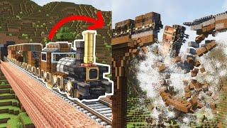 Minecraft train vs collapsing bridge